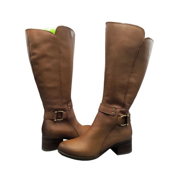 Naturalizer Womens Dane Leather Tall Riding Boots Maple 6 Wide Calf NIB - Picture 4 of 9